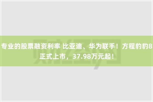 专业的股票融资利率 比亚迪、华为联手！方程豹豹8正式上市，37.98万元起！