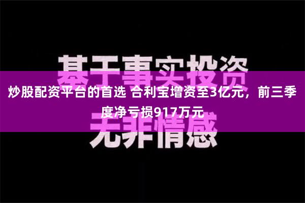 炒股配资平台的首选 合利宝增资至3亿元，前三季度净亏损917万元